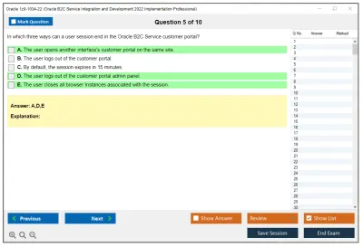 Oracle 1z0-1034-22 Oracle B2C Service Integration and Development 2022 Implementation Professional Practice test exam simulator test engine exam Prep practice test questions answers Image 5