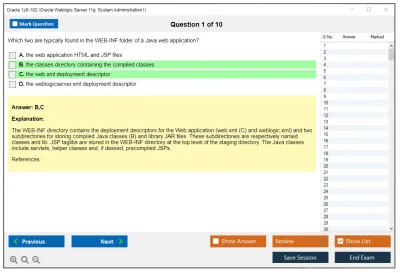 Oracle 1z0-102 Oracle Weblogic Server 11g: System Administration I Practice test exam simulator test engine exam Prep practice test questions answers Image 1