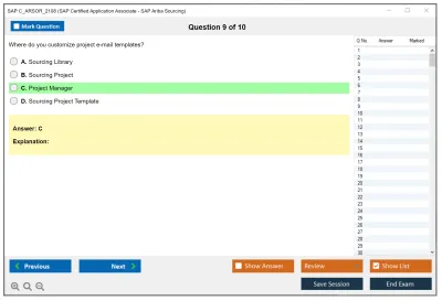SAP C_ARSOR_2108 SAP Certified Application Associate - SAP Ariba Sourcing Practice test exam simulator test engine exam Prep practice test questions answers Image 9