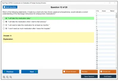 Test Prep CGFNS Commission on Graduates of Foreign Nursing Schools Practice test exam simulator test engine exam Prep practice test questions answers Image 12