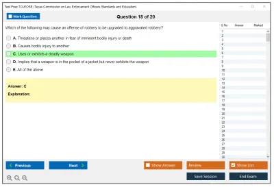 Test Prep TCLEOSE Texas Commission on Law Enforcement Officers Standards and Education Practice test exam simulator test engine exam Prep practice test questions answers Image 18