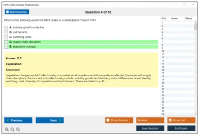 CIPS L4M6 Supplier Relationships Practice test exam simulator test engine exam Prep practice test questions answers Image 4