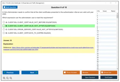 Citrix 1Y0-240 Citrix NetScaler 12 Essentials and Traffic Management Practice test exam simulator test engine exam Prep practice test questions answers Image 8