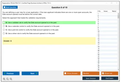Pegasystems PEGACPBA73V1 Certified Pega Business Architect (CPBA) 73V1 Practice test exam simulator test engine exam Prep practice test questions answers Image 8