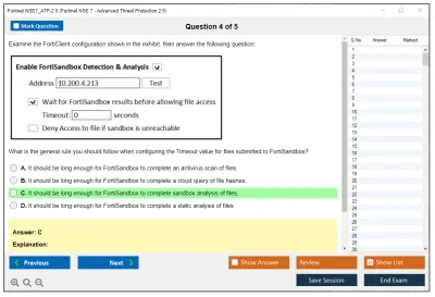Fortinet NSE7_ATP-2.5 Fortinet NSE 7 - Advanced Threat Protection 2.5 Practice test exam simulator test engine exam Prep practice test questions answers Image 4
