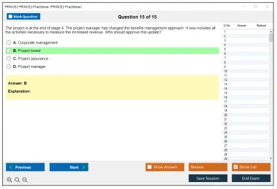 PRINCE2 PRINCE2-Practitioner PRINCE2 Practitioner Exam Practice test exam simulator test engine exam Prep practice test questions answers Image 15