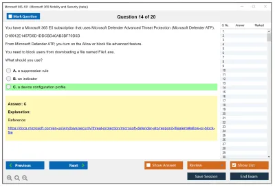Microsoft MS-101 Microsoft 365 Mobility and Security Practice test exam simulator test engine exam Prep practice test questions answers Image 14
