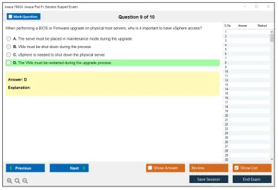 Avaya 7693X Avaya Pod Fx Solution Support Exam Practice test exam simulator test engine exam Prep practice test questions answers Image 9