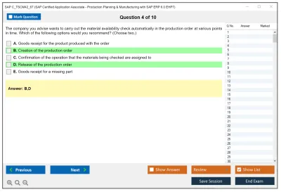 SAP C_TSCM42_67 SAP Certified Application Associate - Production Planning &amp; Manufacturing with SAP ERP 6.0 EHP7 Practice test exam simulator test engine exam Prep practice test questions answers Image 4