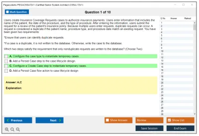 Pegasystems PEGACSSA72V1 Certified Senior System Architect (CSSA) 72V1 Practice test exam simulator test engine exam Prep practice test questions answers Image 1