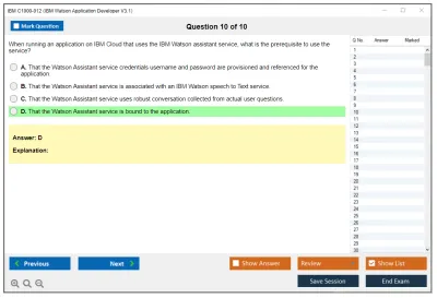 IBM C1000-012 IBM Watson Application Developer V3.1 Practice test exam simulator test engine exam Prep practice test questions answers Image 10