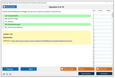 Oracle 1z0-1085-20 Oracle Cloud Infrastructure Foundations 2020 Associate Practice test exam simulator test engine exam Prep practice test questions answers Image 5