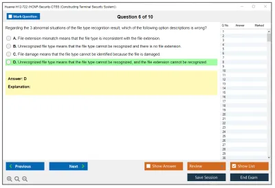 Huawei H12-722 Huawei Certified ICT Professional - Constructing Service Security Network (HCIP-Security-CSSN V3.0) Practice test exam simulator test engine exam Prep practice test questions answers Image 6