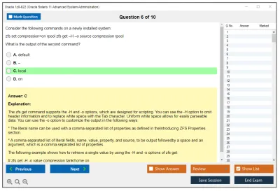 Oracle 1z0-822 Oracle Solaris 11 Advanced System Administration Practice test exam simulator test engine exam Prep practice test questions answers Image 6