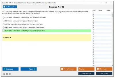 Oracle 1z0-1046-21 Oracle Global Human Resources Cloud 2021 Implementation Essentials Practice test exam simulator test engine exam Prep practice test questions answers Image 7