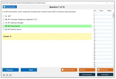 Avaya 3301 Avaya Aura Contact Center Maintenance and Troubleshooting Practice test exam simulator test engine exam Prep practice test questions answers Image 7
