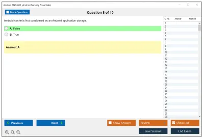 Android AND-802 Android Security Essentials Practice test exam simulator test engine exam Prep practice test questions answers Image 8