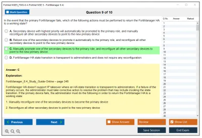 Fortinet NSE5_FMG-6.4 Fortinet NSE 5 - FortiManager 6.4 Practice test exam simulator test engine exam Prep practice test questions answers Image 9