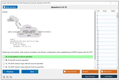 Juniper JN0-363 Service Provider Routing and Switching, Specialist (JNCIS-SP) Practice test exam simulator test engine exam Prep practice test questions answers Image 6