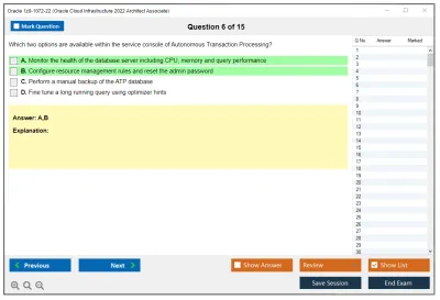 Oracle 1z0-1072-22 Oracle Cloud Infrastructure 2022 Architect Associate Practice test exam simulator test engine exam Prep practice test questions answers Image 6