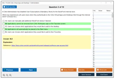 Citrix 1Y0-204 Citrix Virtual Apps and Desktops 7 Administration exam Practice test exam simulator test engine exam Prep practice test questions answers Image 3