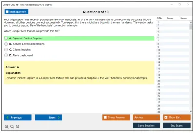 Juniper JN0-451 Mist AI - Specialist (JNCIS-MistAI) Practice test exam simulator test engine exam Prep practice test questions answers Image 9