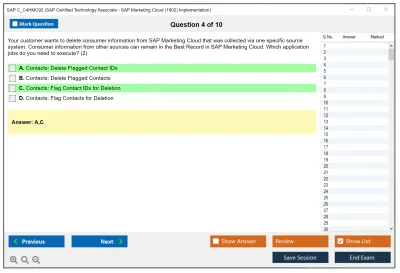 SAP C_C4HMC92 SAP Certified Technology Associate - SAP Marketing Cloud (1902) Implementation Practice test exam simulator test engine exam Prep practice test questions answers Image 4