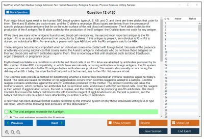 Test Prep MCAT-Test Medical College Admission Test: Verbal Reasoning, Biological Sciences, Physical Sciences, Writing Sample Practice test exam simulator test engine exam Prep practice test questions answers Image 12