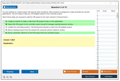 Pegasystems PEGAPCRSA80V1_2019 Pega Certified Robotics System Architect (PCRSA) 80V1 2019 Practice test exam simulator test engine exam Prep practice test questions answers Image 5