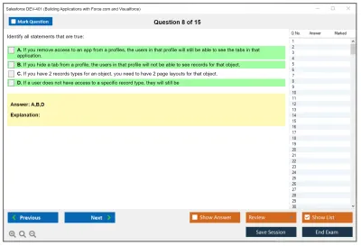 Salesforce DEV-401 Building Applications with Force.com and Visualforce Practice test exam simulator test engine exam Prep practice test questions answers Image 8