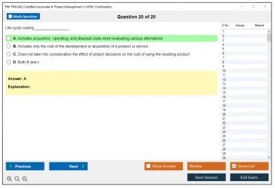 PMI PMI-002 Certified Associate in Project Management (CAPM) Certification Practice test exam simulator test engine exam Prep practice test questions answers Image 20