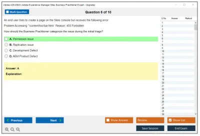 Adobe AD5-E803 Adobe Experience Manager Sites Business Practitioner Expert - Upgrade Practice test exam simulator test engine exam Prep practice test questions answers Image 6