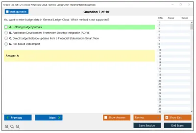 Oracle 1z0-1054-21 Oracle Financials Cloud: General Ledger 2021 Implementation Essentials Practice test exam simulator test engine exam Prep practice test questions answers Image 7