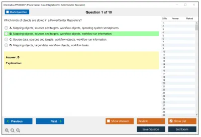 Informatica PR000007 PowerCenter Data Integration 9.x Administrator Specialist Practice test exam simulator test engine exam Prep practice test questions answers Image 1