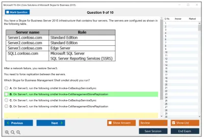 Microsoft 70-334 Core Solutions of Microsoft Skype for Business 2015 Practice test exam simulator test engine exam Prep practice test questions answers Image 9
