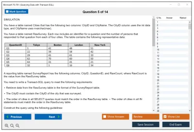 Microsoft 70-761 Querying Data with Transact-SQL Practice test exam simulator test engine exam Prep practice test questions answers Image 5