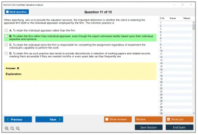 NACVA CVA Certified Valuation Analyst Practice test exam simulator test engine exam Prep practice test questions answers Image 11