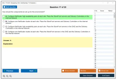 Citrix 1Y0-401 Designing Citrix XenDesktop 7.6 Solutions  Practice test exam simulator test engine exam Prep practice test questions answers Image 17
