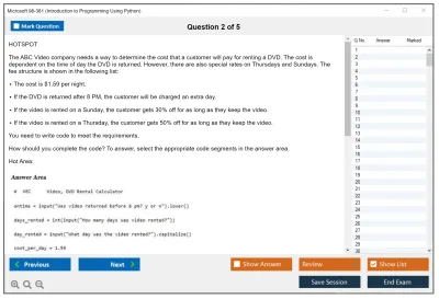 Microsoft 98-381 Introduction to Programming Using Python Practice test exam simulator test engine exam Prep practice test questions answers Image 2