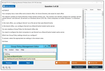 Microsoft 70-412 Configuring Advanced Windows Server 2012 R2 Services Practice test exam simulator test engine exam Prep practice test questions answers Image 3