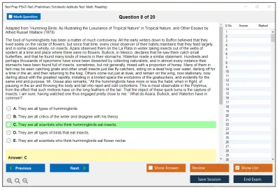 Test Prep PSAT-Test Preliminary Scholastic Aptitude Test: Math, Reading Practice test exam simulator test engine exam Prep practice test questions answers Image 8