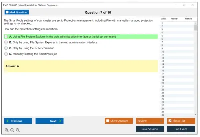 EMC E20-655 Isilon Specialist for Platform Engineers Practice test exam simulator test engine exam Prep practice test questions answers Image 7