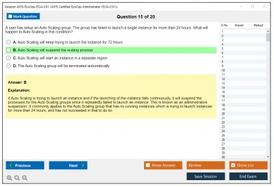 Amazon AWS AWS-SysOps-SOA-C01 AWS Certified SysOps Administrator - Associate Practice test exam simulator test engine exam Prep practice test questions answers Image 15