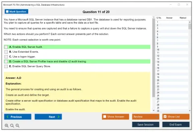 Microsoft 70-764 Administering a SQL Database Infrastructure Practice test exam simulator test engine exam Prep practice test questions answers Image 11