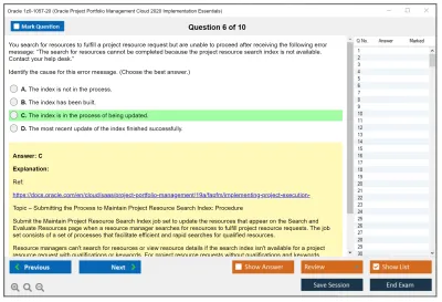 Oracle 1z0-1057-20 Oracle Project Portfolio Management Cloud 2020 Implementation Essentials Practice test exam simulator test engine exam Prep practice test questions answers Image 6