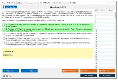 Amazon AWS AWS-Certified-Solutions-Architect-Associate-SAA-C02 AWS Certified Solutions Architect - Associate (SAA-C02) Practice test exam simulator test engine exam Prep practice test questions answers Image 5