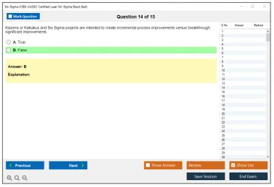 Six Sigma ICBB IASSC Lean Six Sigma – Black Belt Practice test exam simulator test engine exam Prep practice test questions answers Image 14