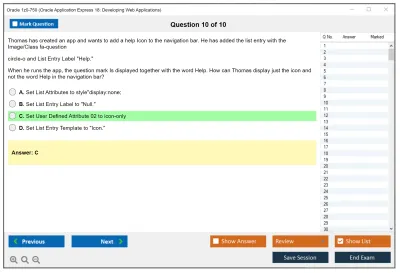 Oracle 1z0-750 Oracle Application Express 18: Developing Web Applications Practice test exam simulator test engine exam Prep practice test questions answers Image 10