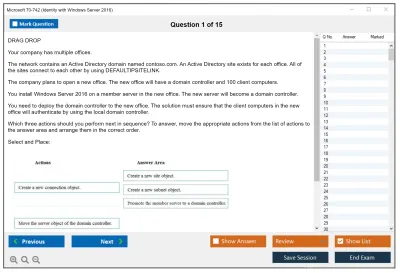 Microsoft 70-742 Identity with Windows Server 2016 Practice test exam simulator test engine exam Prep practice test questions answers Image 1