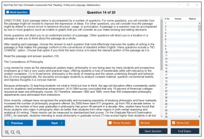 Test Prep SAT-Test Scholastic Assessment Test: Reading, Writing and Language, Mathematics Practice test exam simulator test engine exam Prep practice test questions answers Image 14